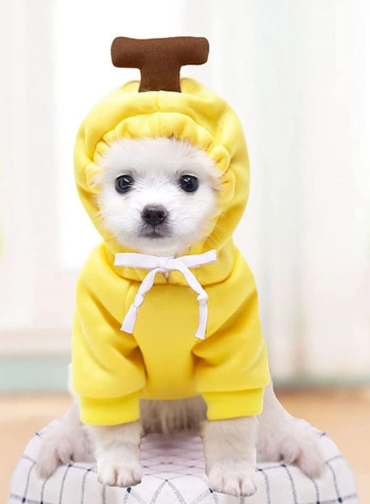 بدلة هودي للكلاب والقطط ملابس الحيوانات الأليفة ملابس  للكلاب زي تنكر شكل جزر دافئ سترة ملابس للطقس البارد ملابس خارجية للقطط والجراء والكلاب الصغيرة والكبيرة صفراء - Image 1